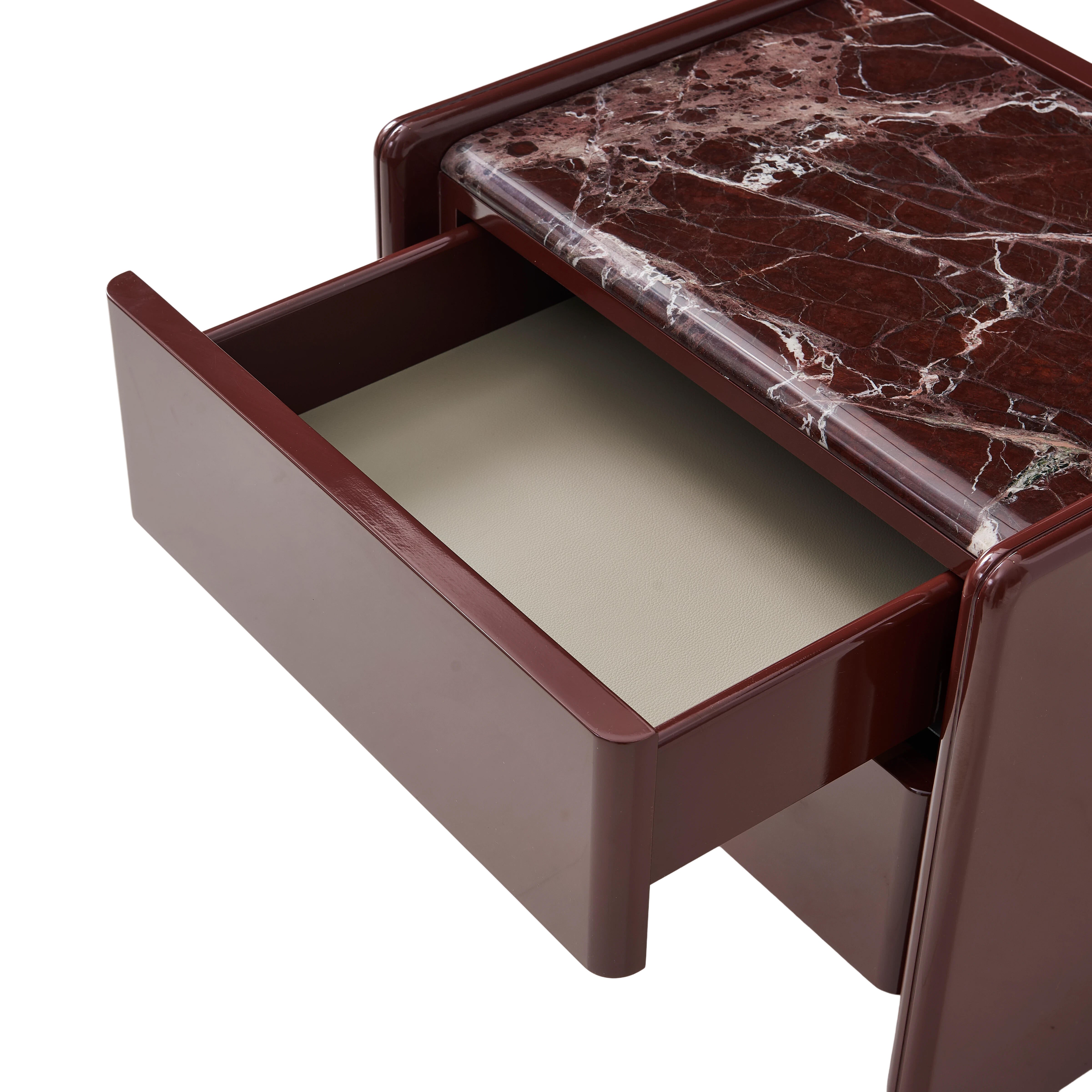 Geno Bedside Table - Dark Red