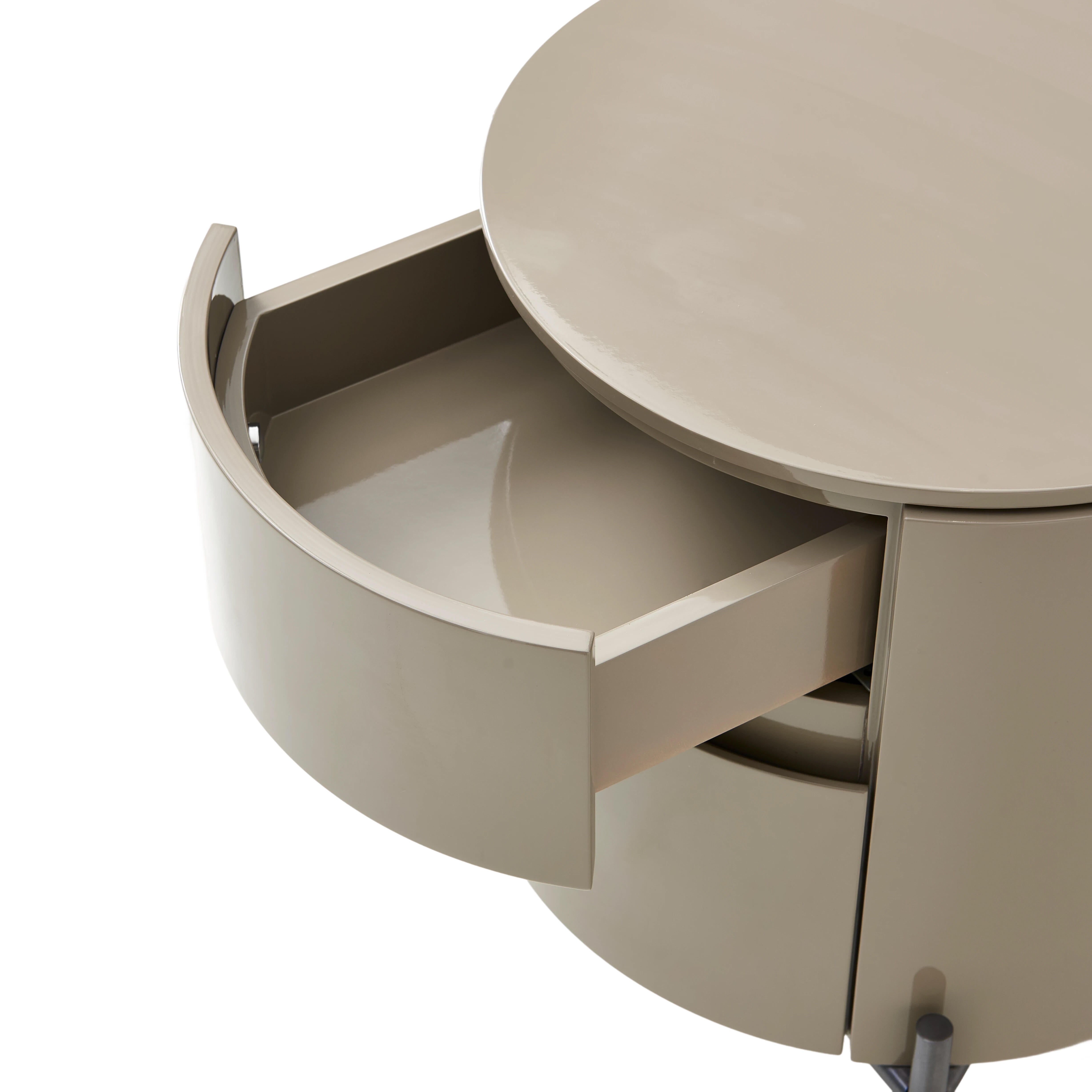 Rondo Bedside Table - Warm Taupe