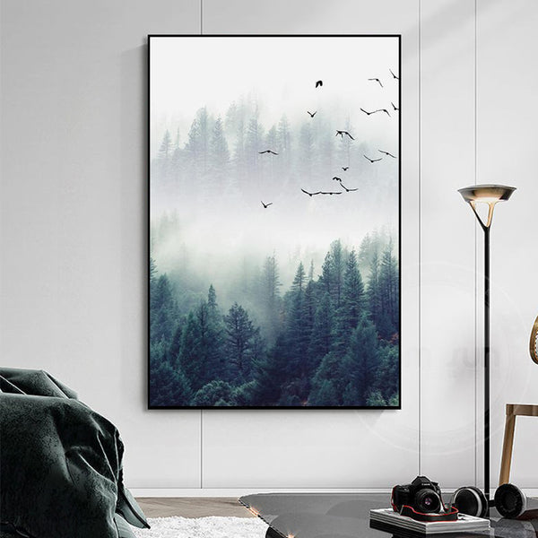 Misty Forest Flock Print