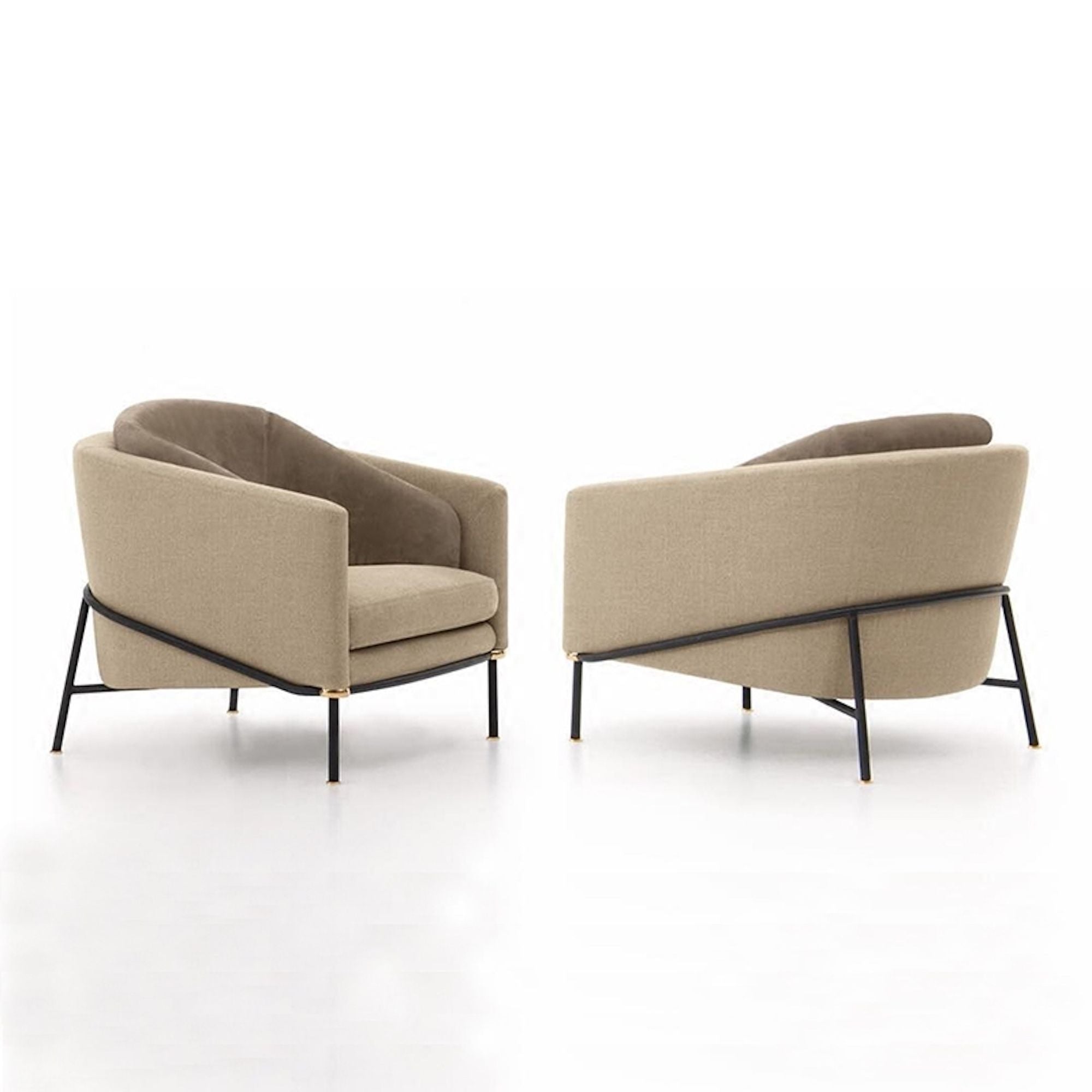 Armchair with metal legs