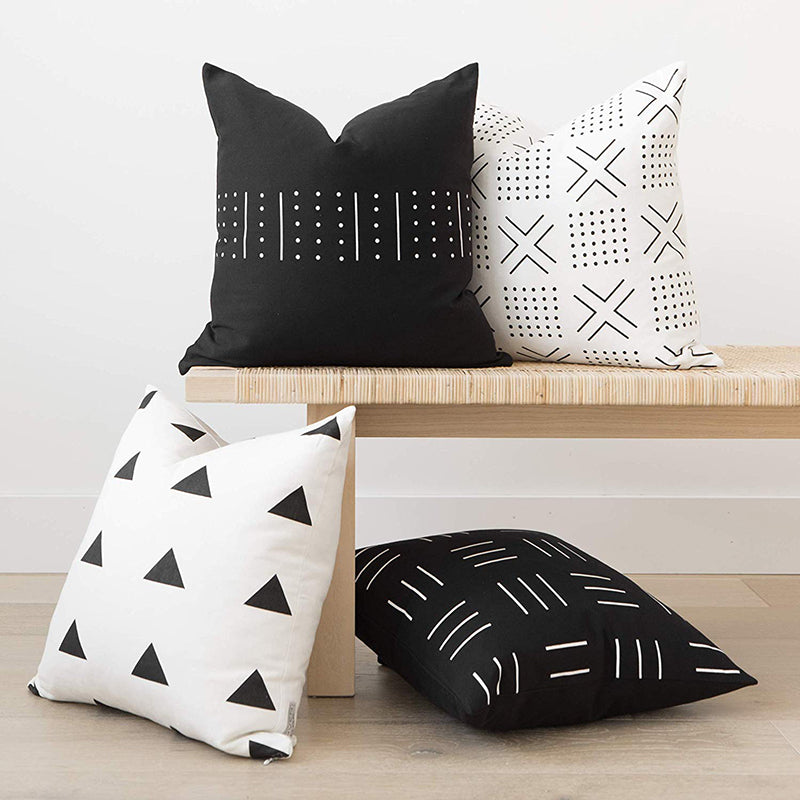 Black and white geometric cushions deals