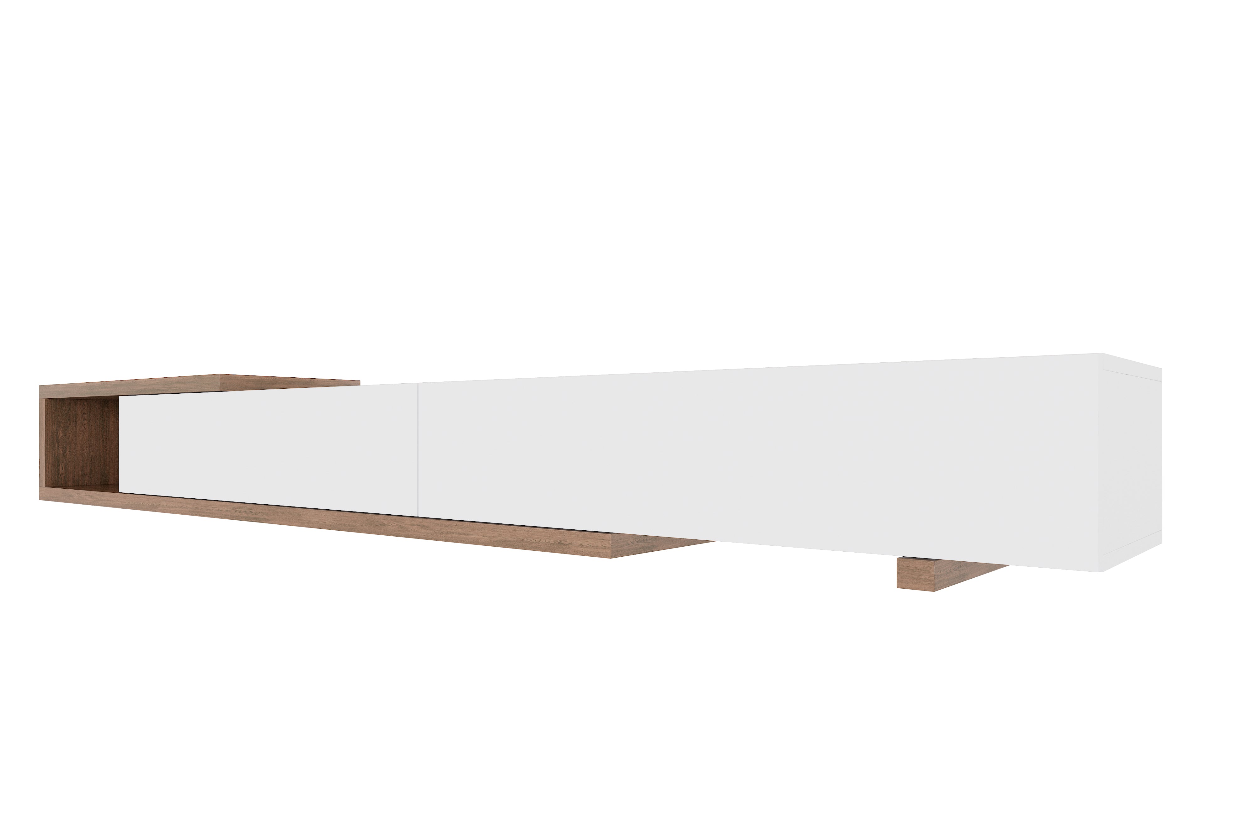 Extendable Sleek wooden toned and white entertainment unit