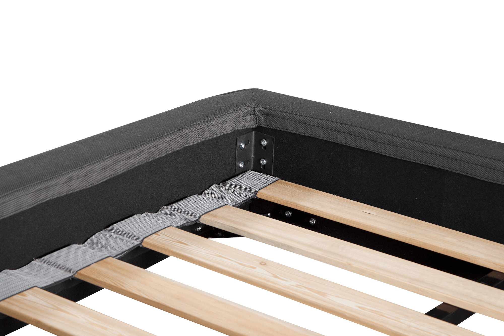 Black bed frame corner