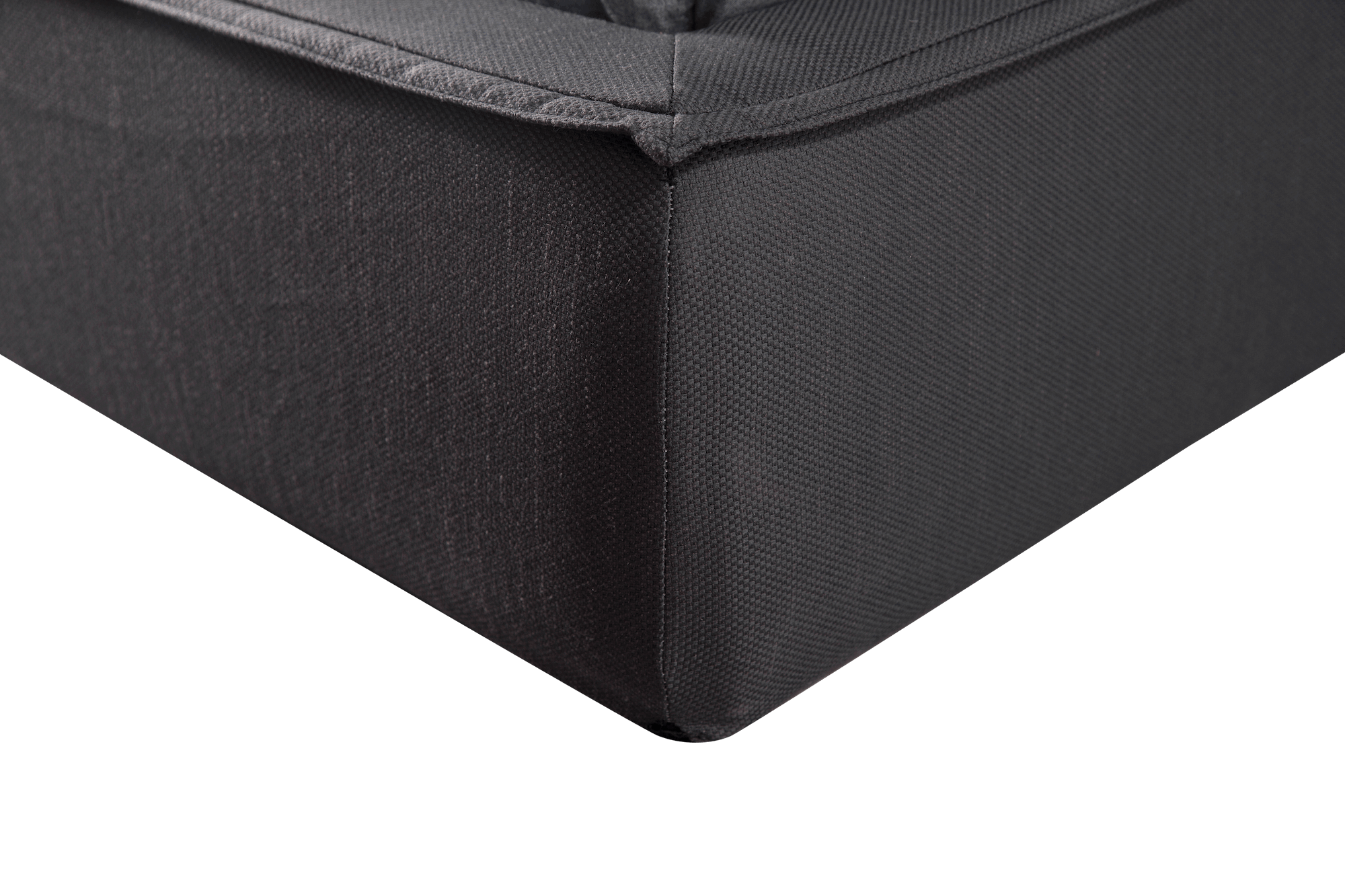 corner of black bed frame