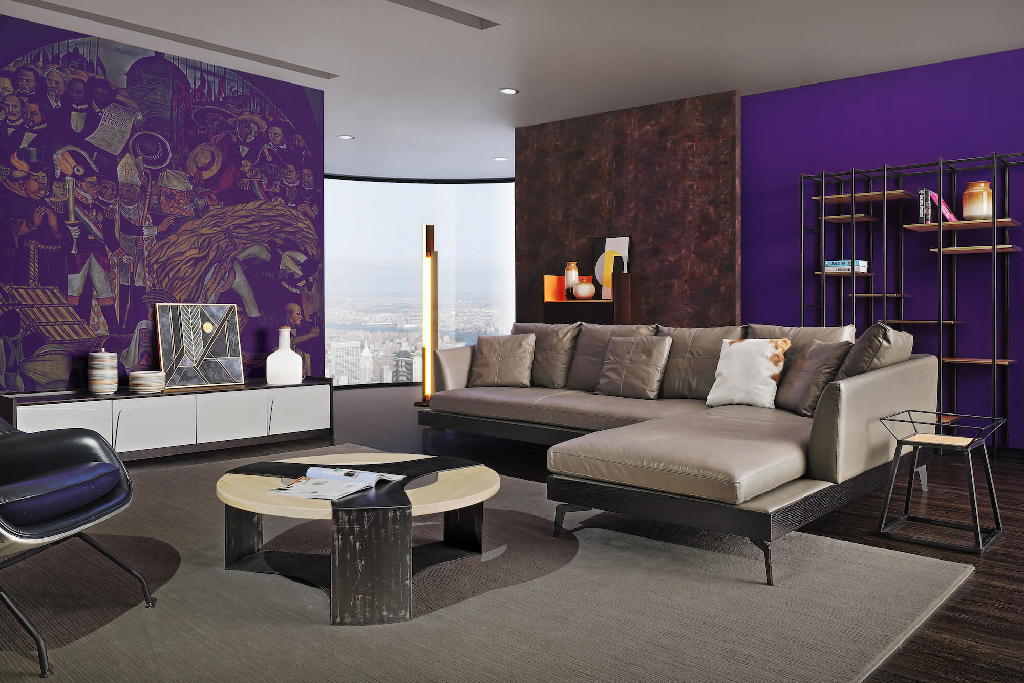 Black and white entertainment unit grey l shaped sofa