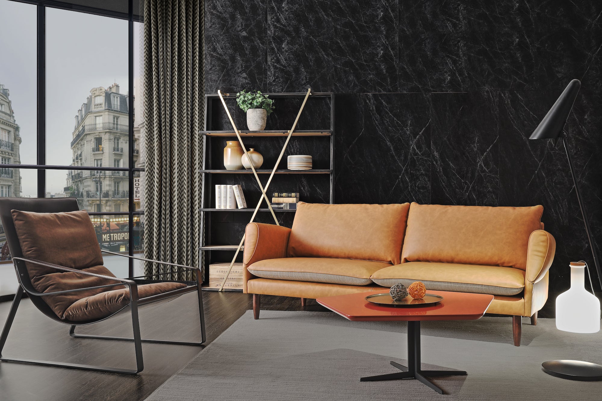 minimalist wood veneer shelves grey lougne