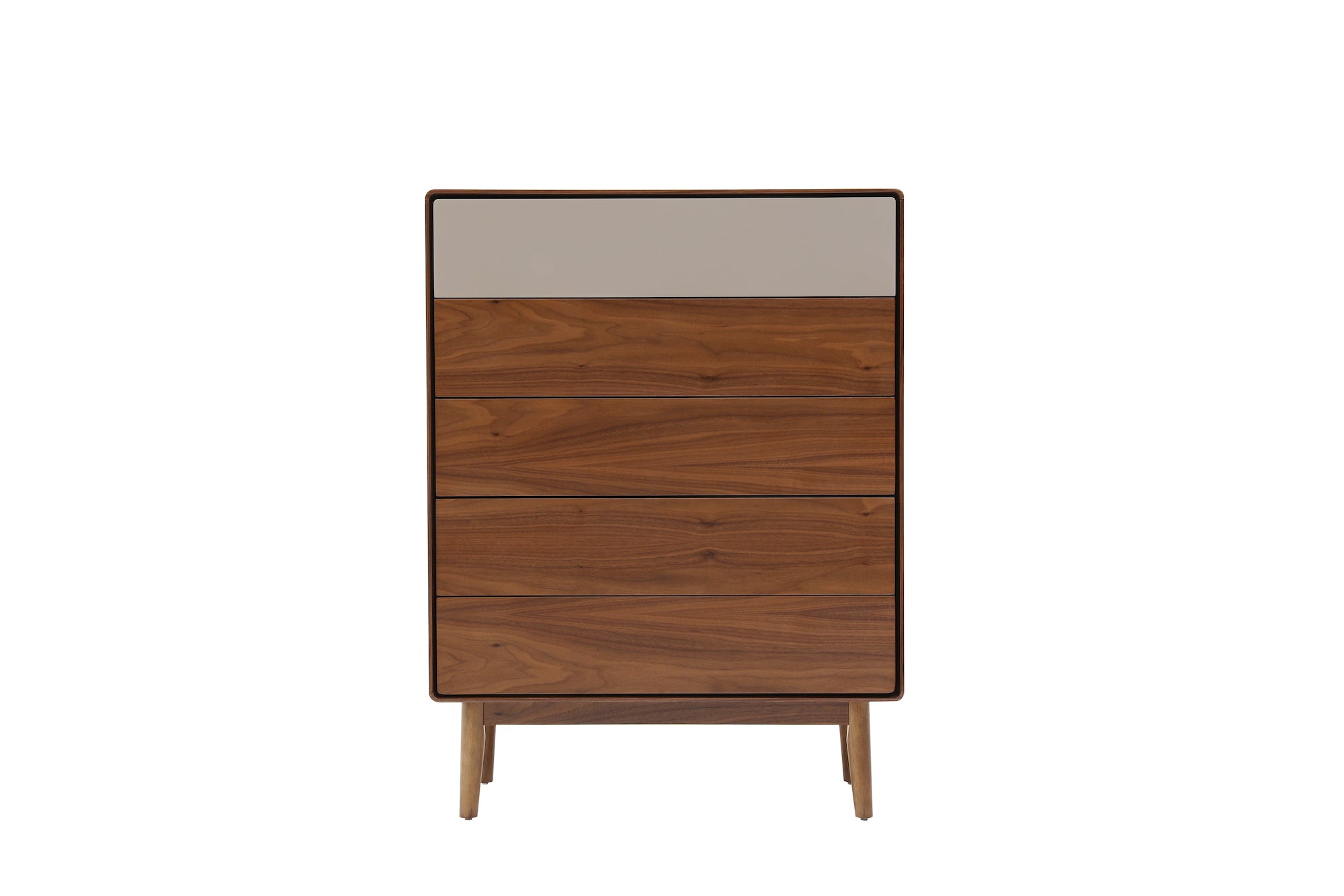 Walnut 5 Drawer Tallboy