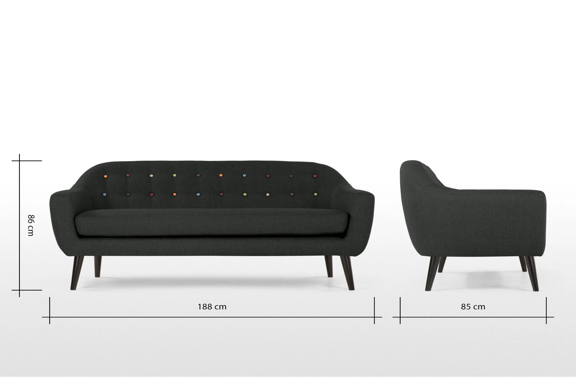 Black 3 Seater Sofa