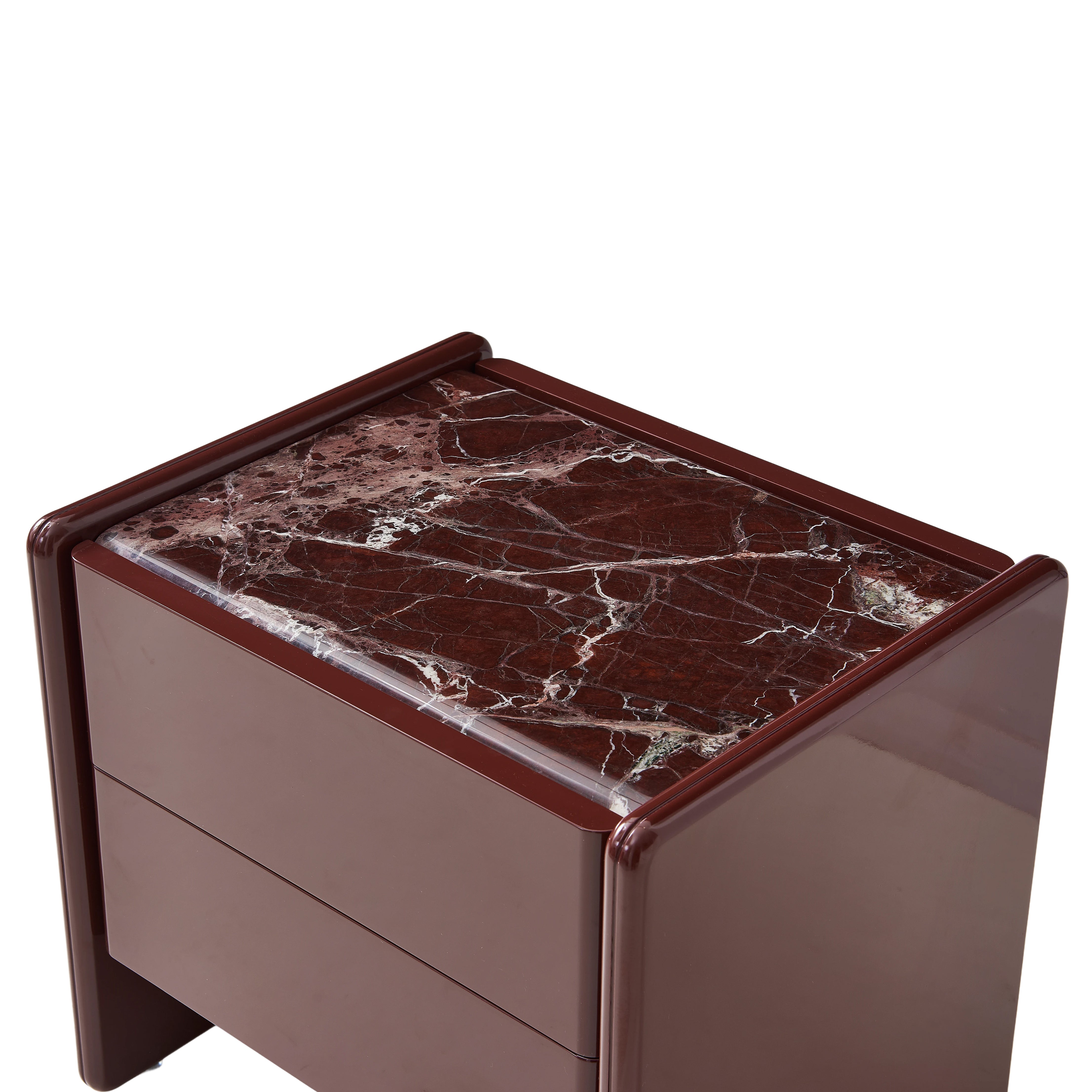 Geno Bedside Table - Dark Red