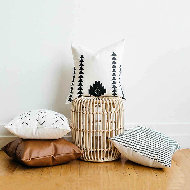 Boho Design Cotton Cushion Cover Black and White