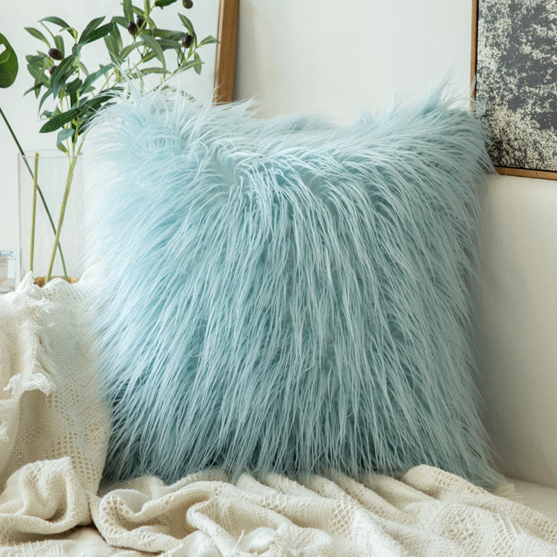 Blue fluffy cushion discount