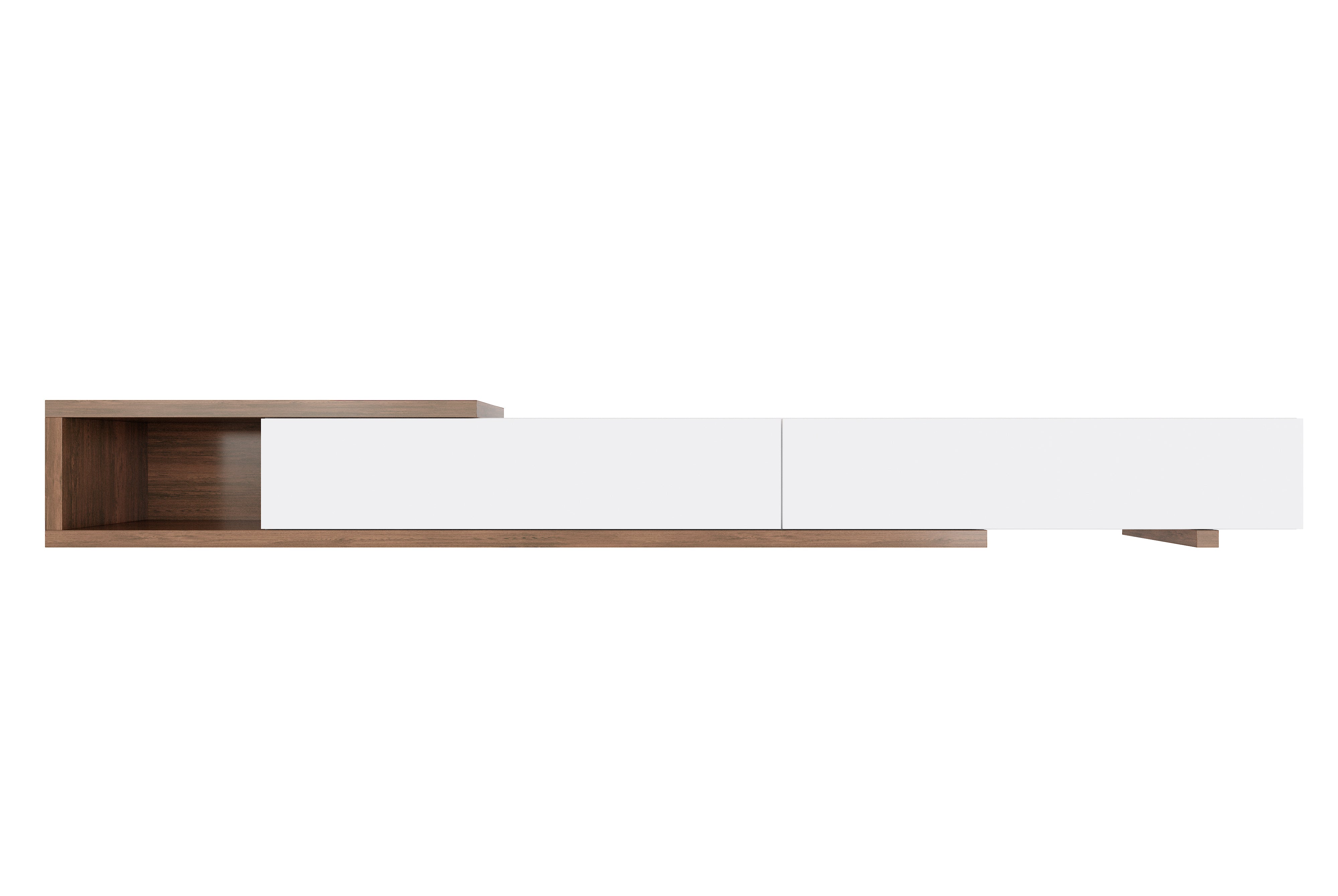 Extendable Sleek wooden toned and white entertainment unit