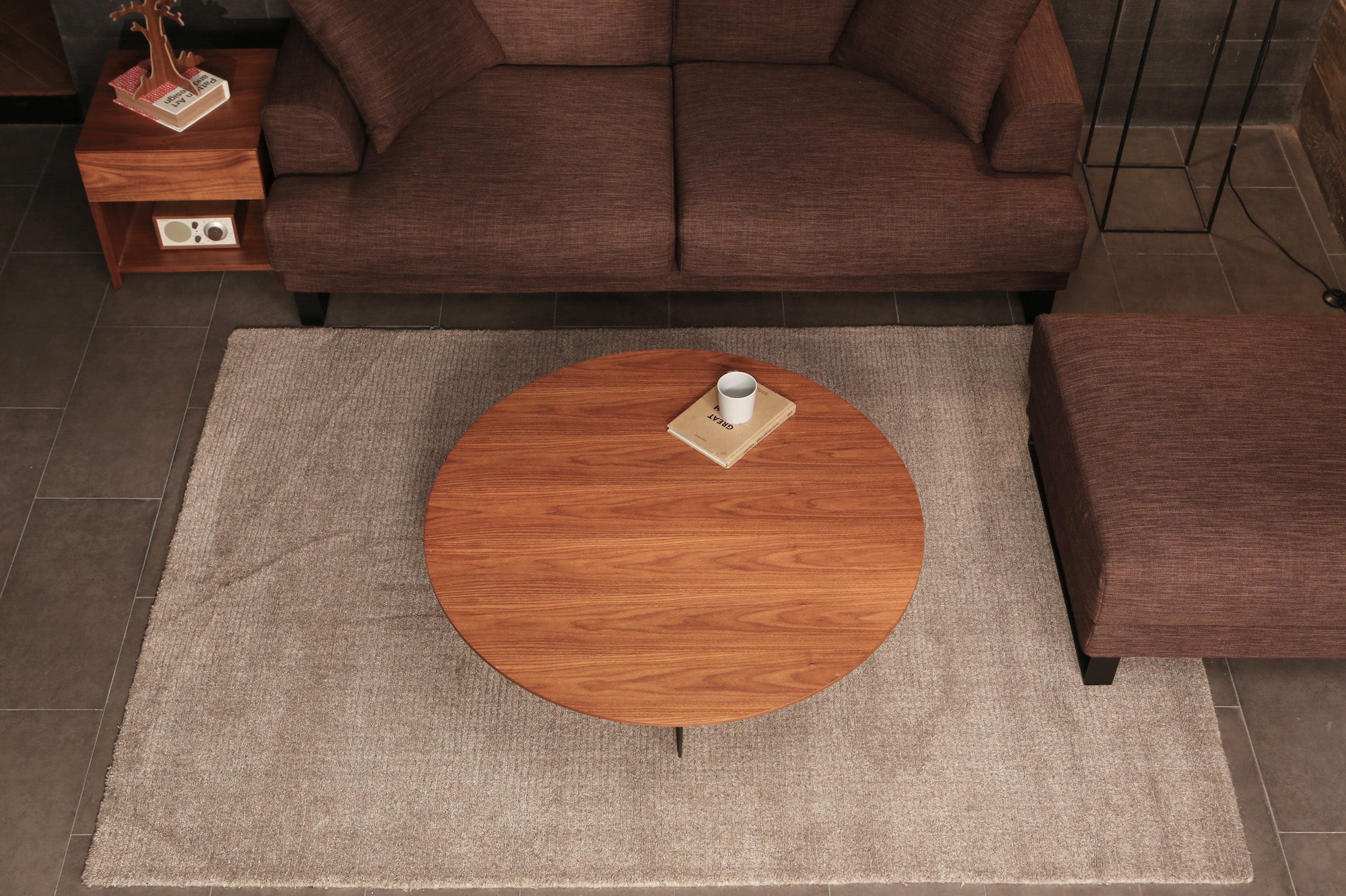 Deep brown wood coffee table