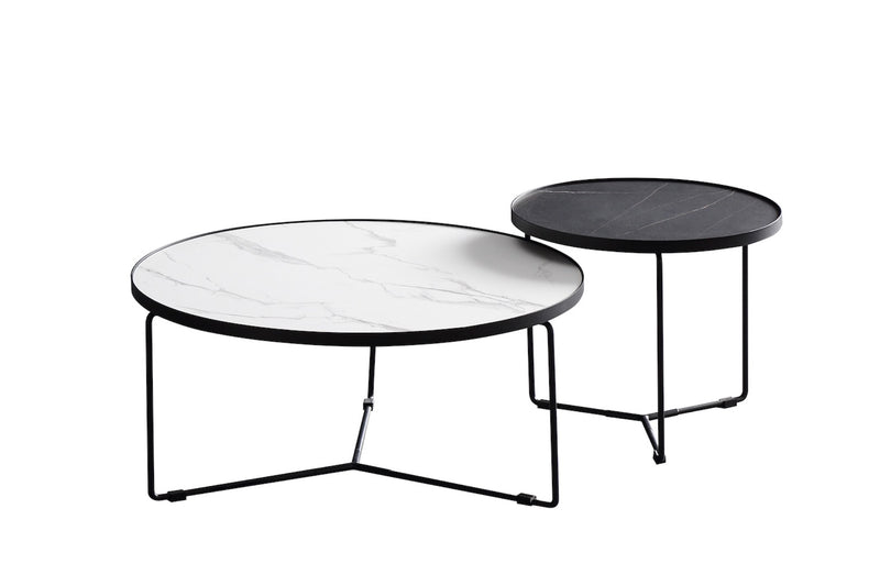 black and white veneer coffee table