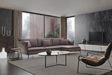 Modern black coffee table and grey sofa