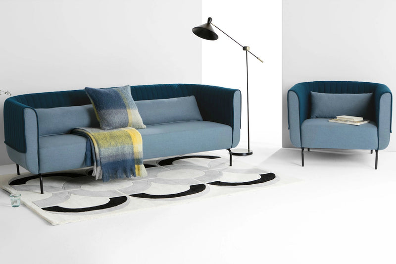 Blue Cashmere Sofa and lamp