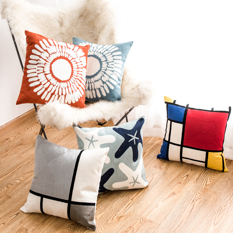Geometric Embroidery Cushion Cover