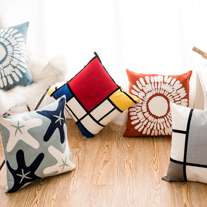 Geometric Embroidery Cushion Cover