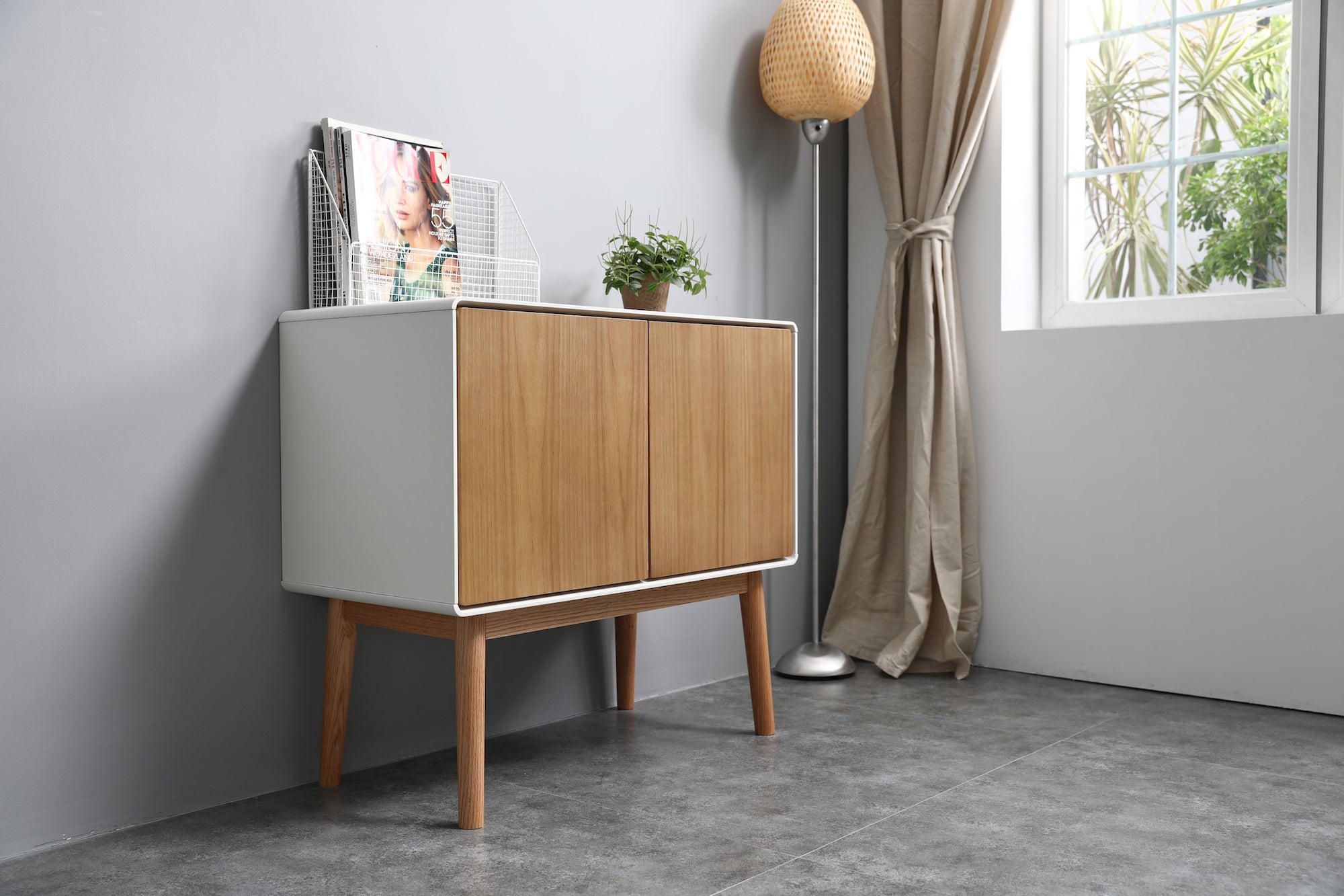Red oak wood veneer cabinet 