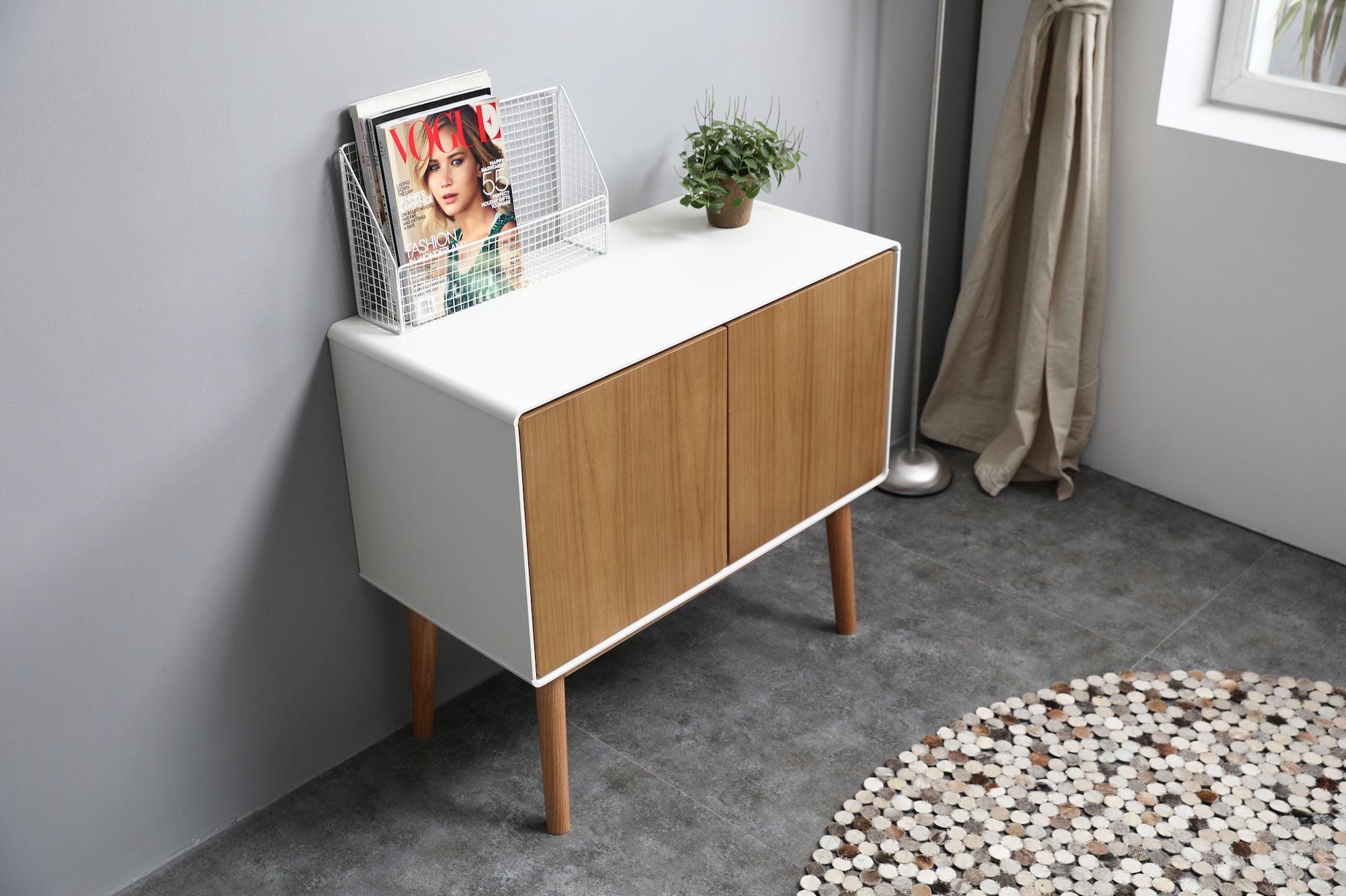 Red oak wood veneer cabinet