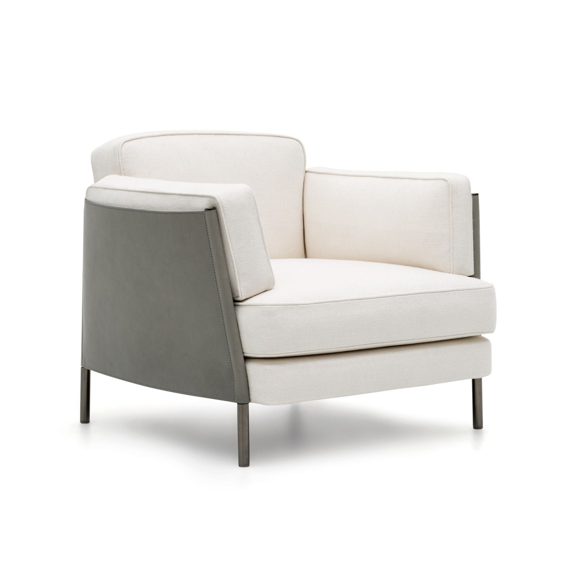 Saddle leather back and sides armchair 